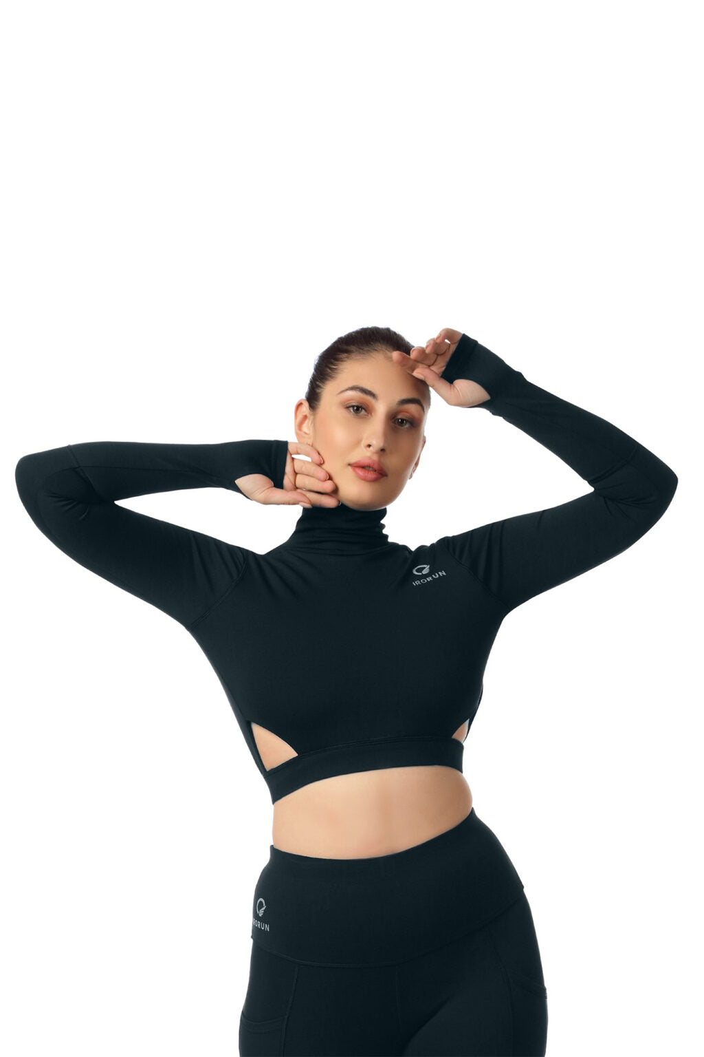 Turtleneck Crop Top – Open Back & Thumbholes