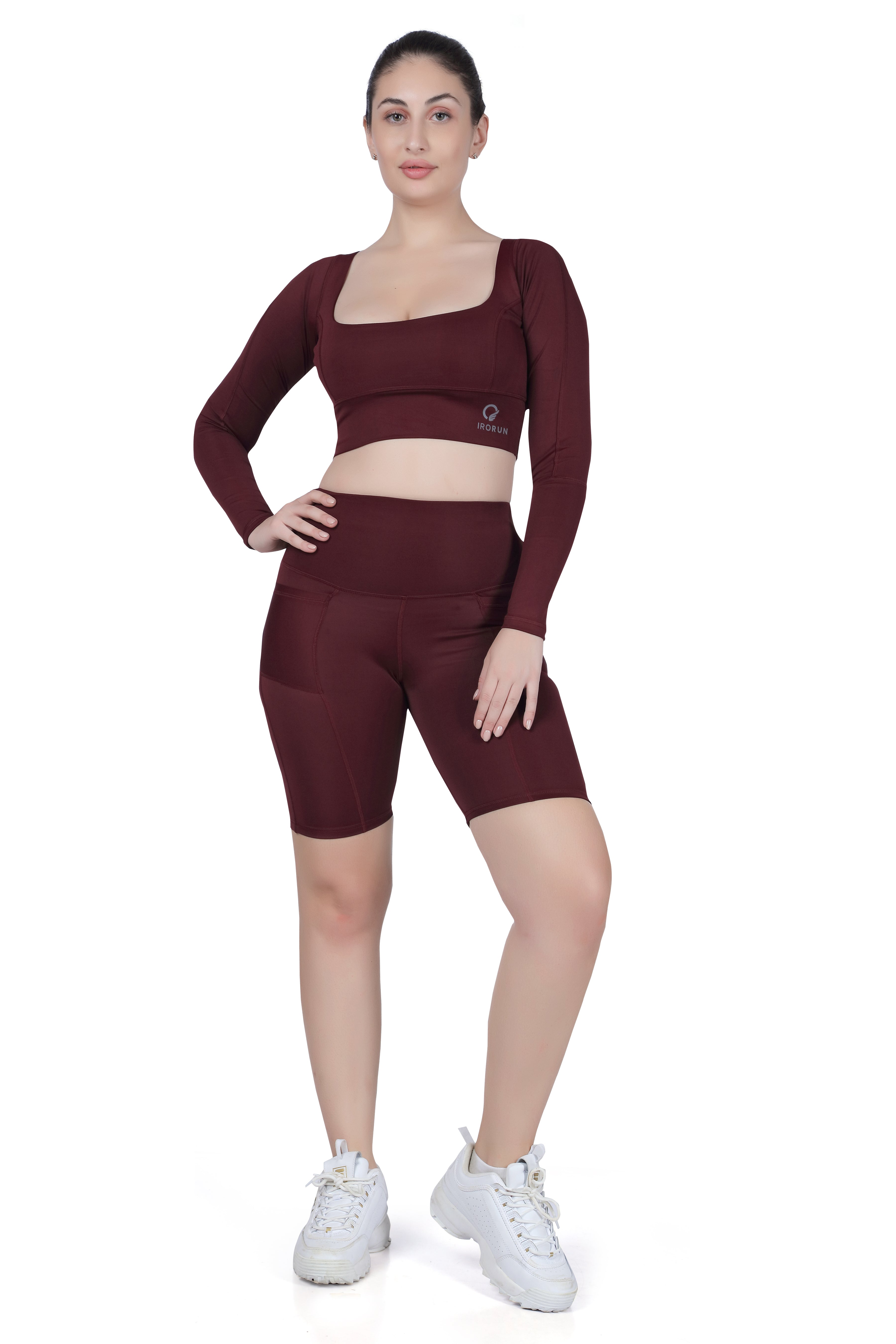 Square Neck Crop Top – Sleek Long Sleeve Fit