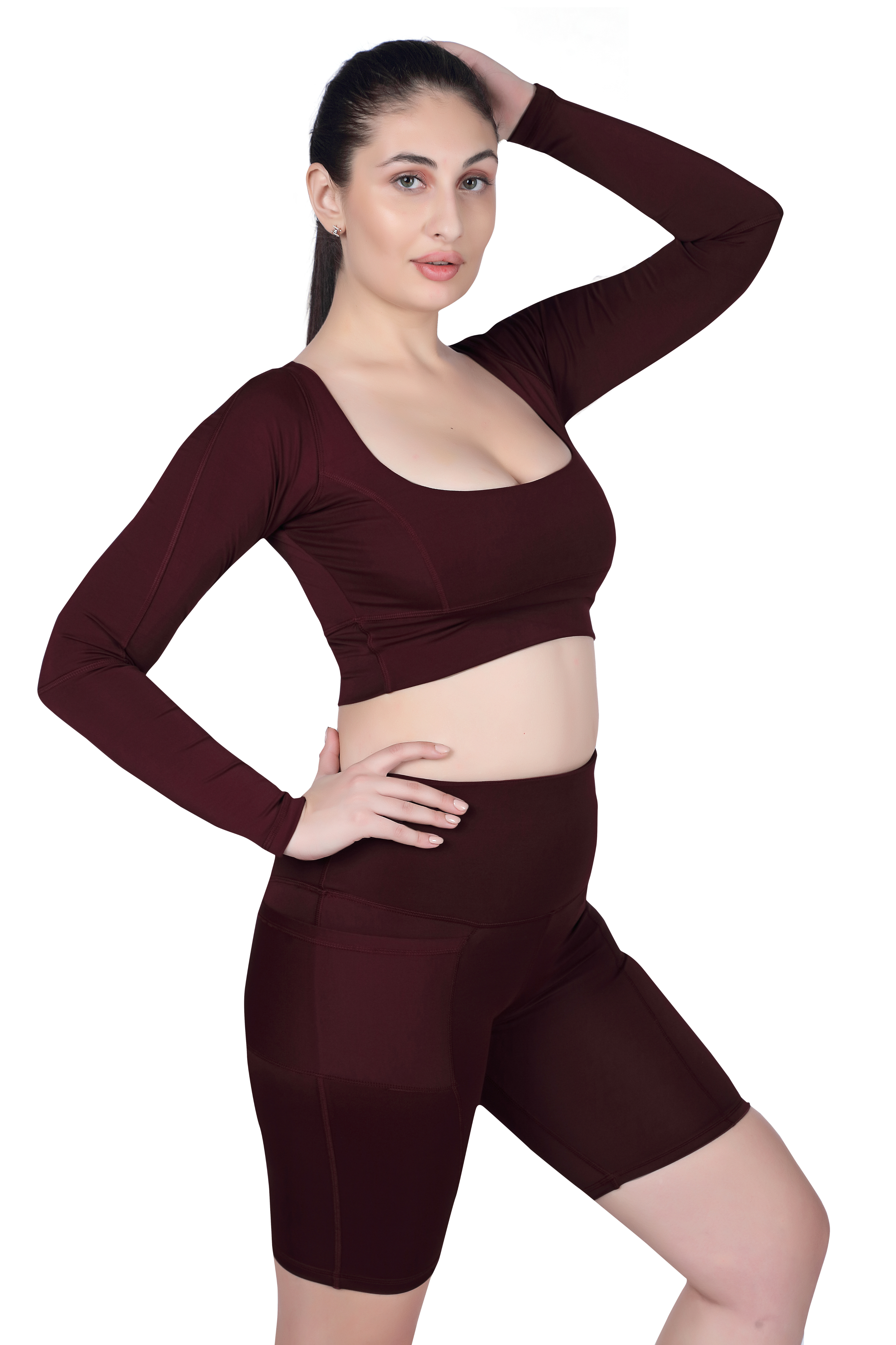 Square Neck Crop Top – Sleek Long Sleeve Fit