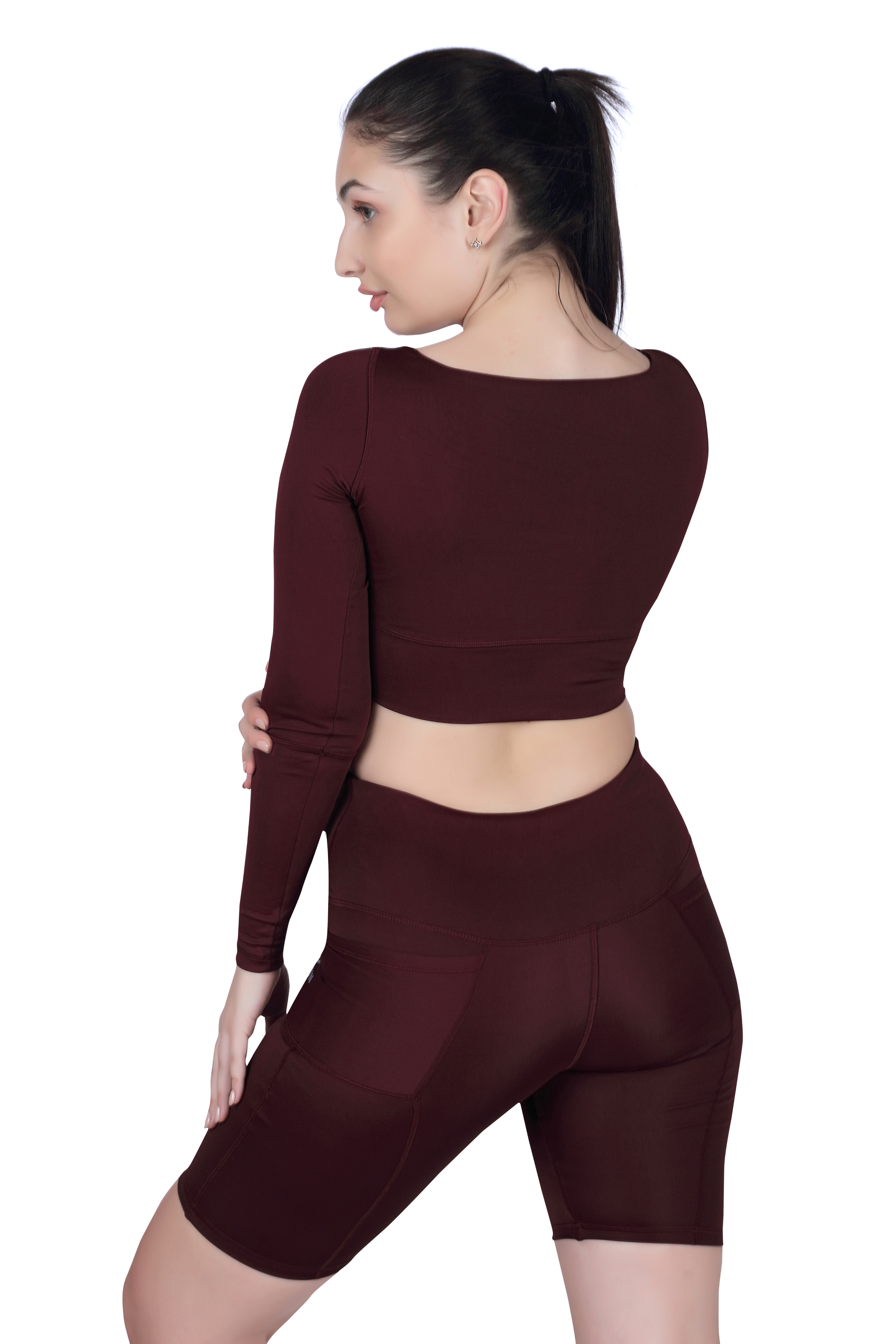 Square Neck Crop Top – Sleek Long Sleeve Fit