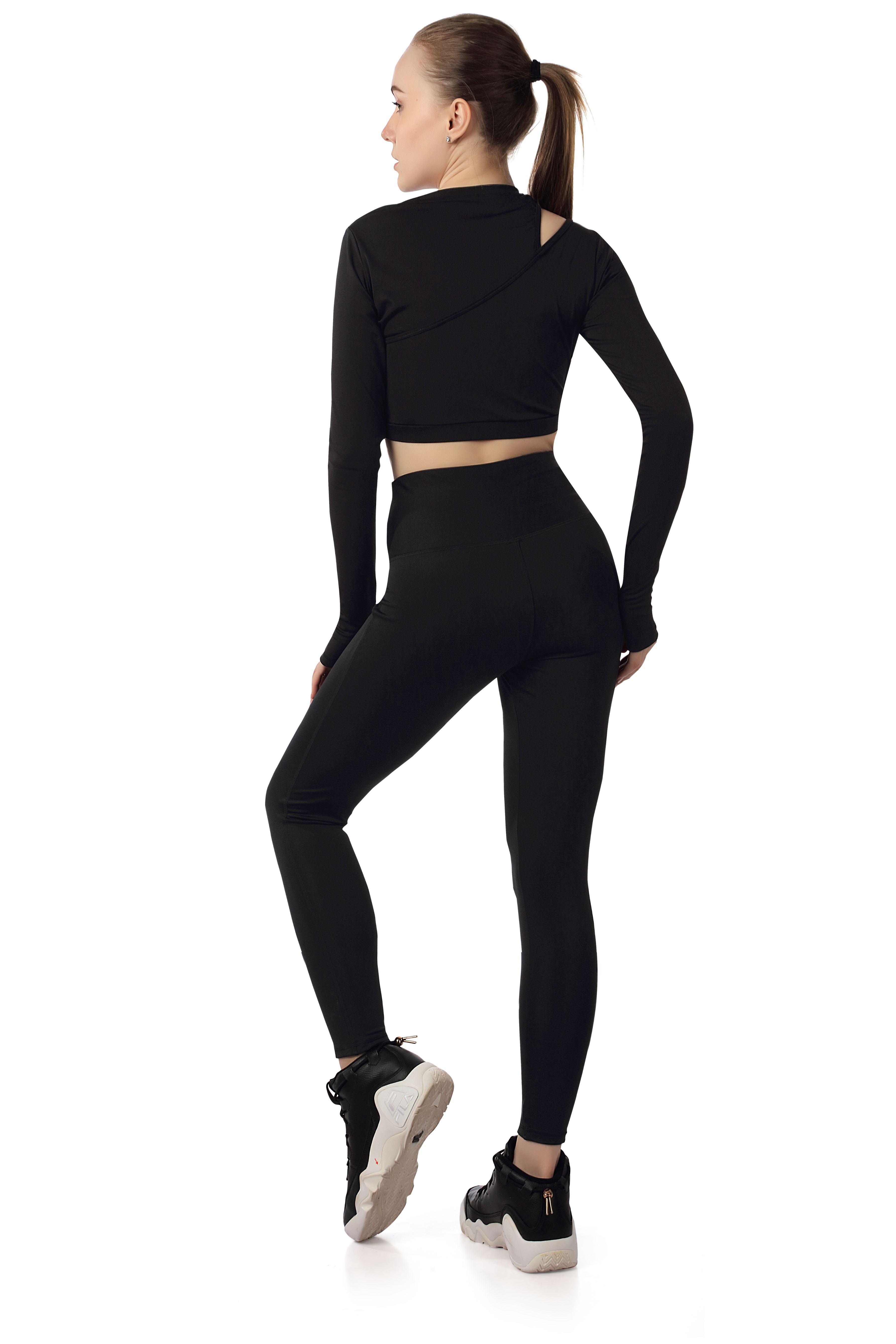1 Shoulder Cut Crop Top – High Neck, Sleek Look