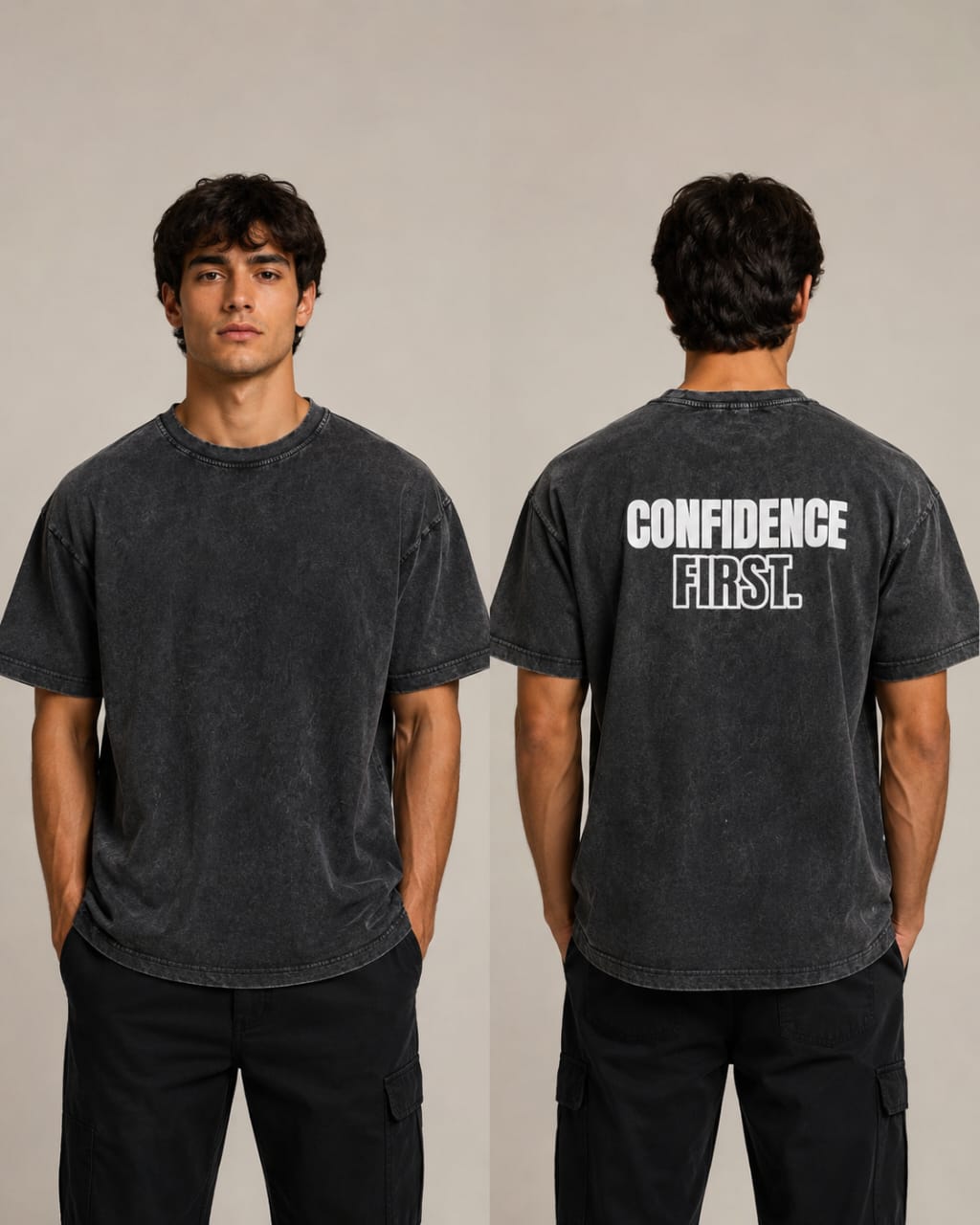 Men's Oversized Acid Wash Back Print T-shirt