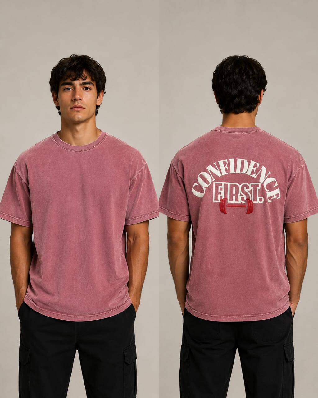 Men's Oversized Acid Wash Back Print T-shirt