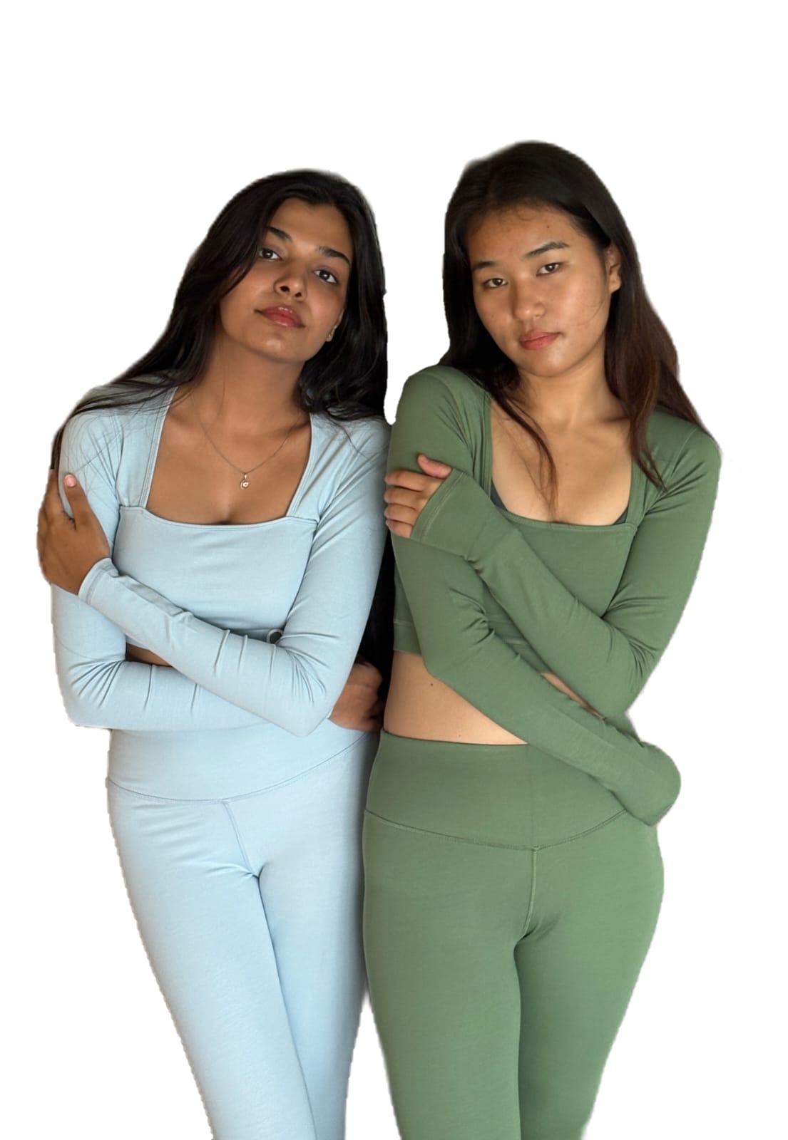 Deep Neck Crop Top – Long Sleeve Contour Fit