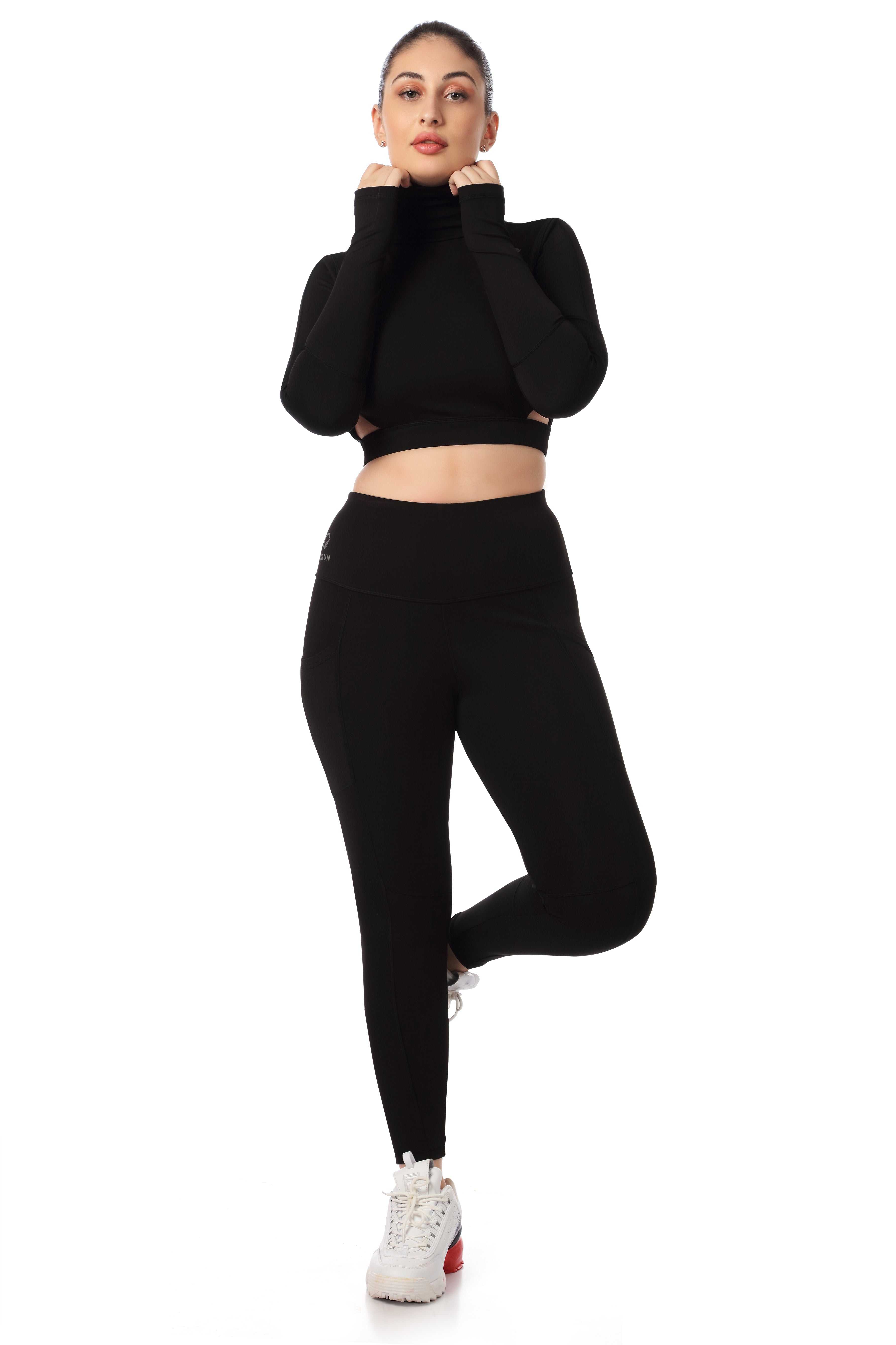 Turtleneck Crop Top – Open Back & Thumbholes