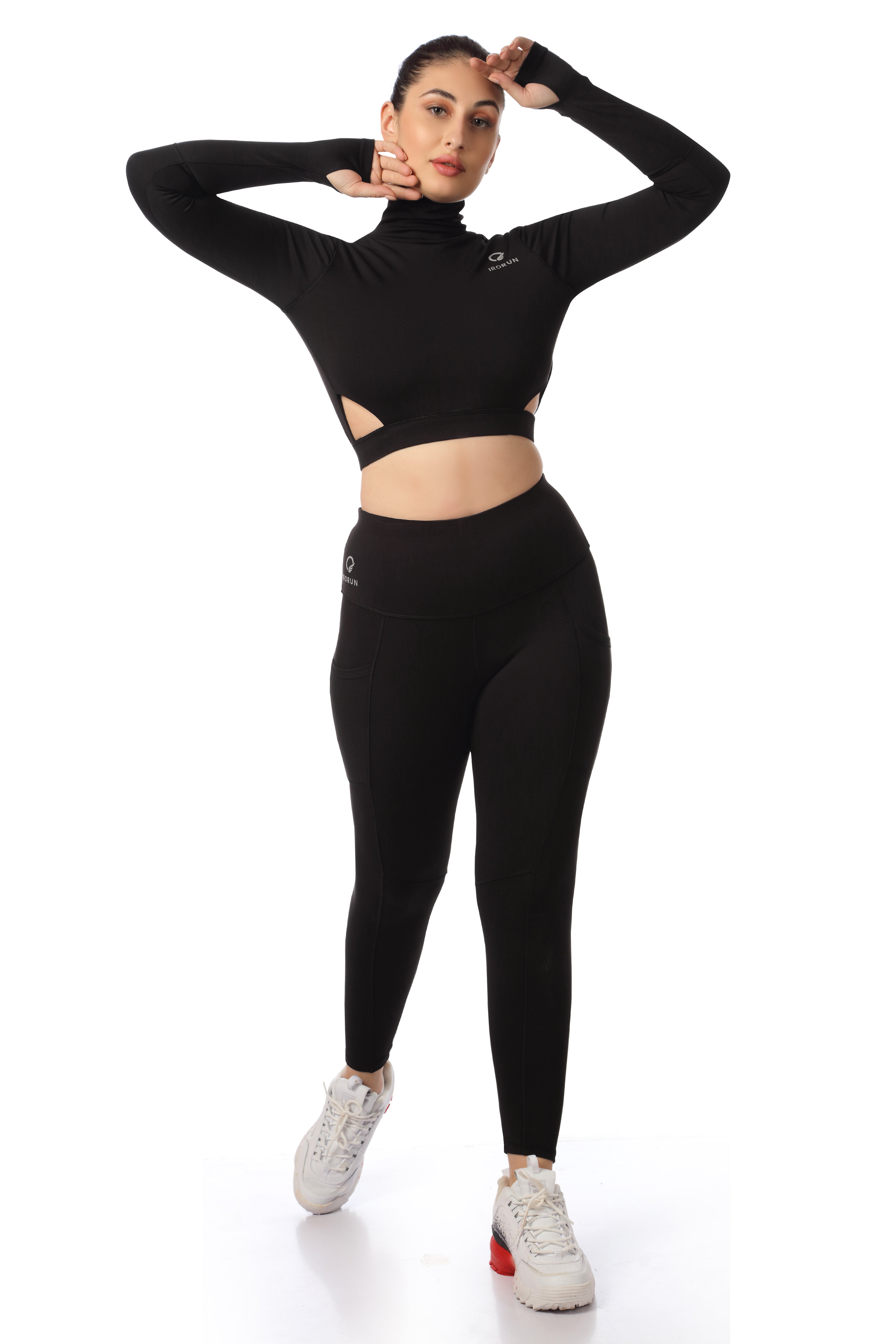 Turtleneck Crop Top – Open Back & Thumbholes