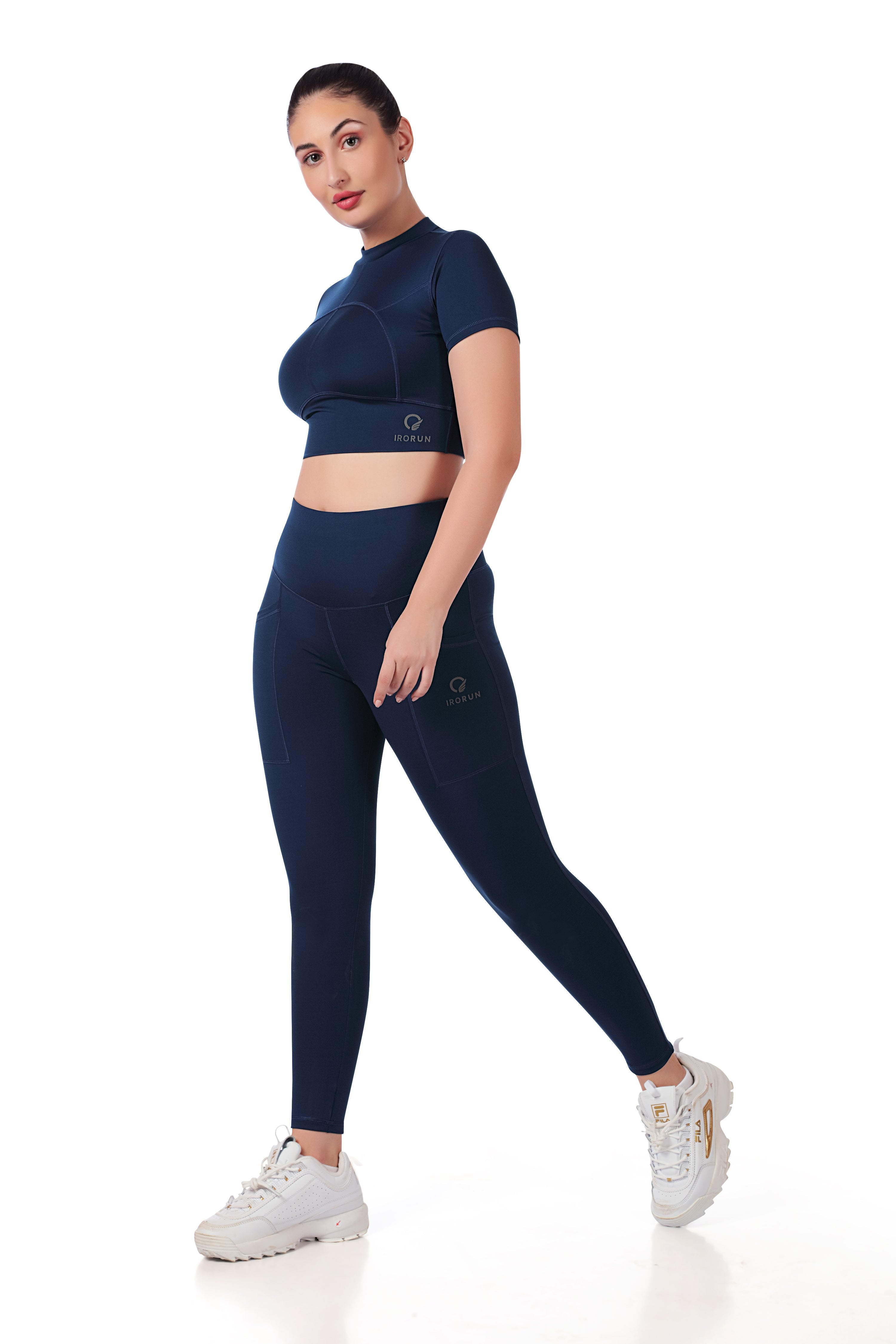 Stitch Mock Neck Half Sleeve Co-ord Set
