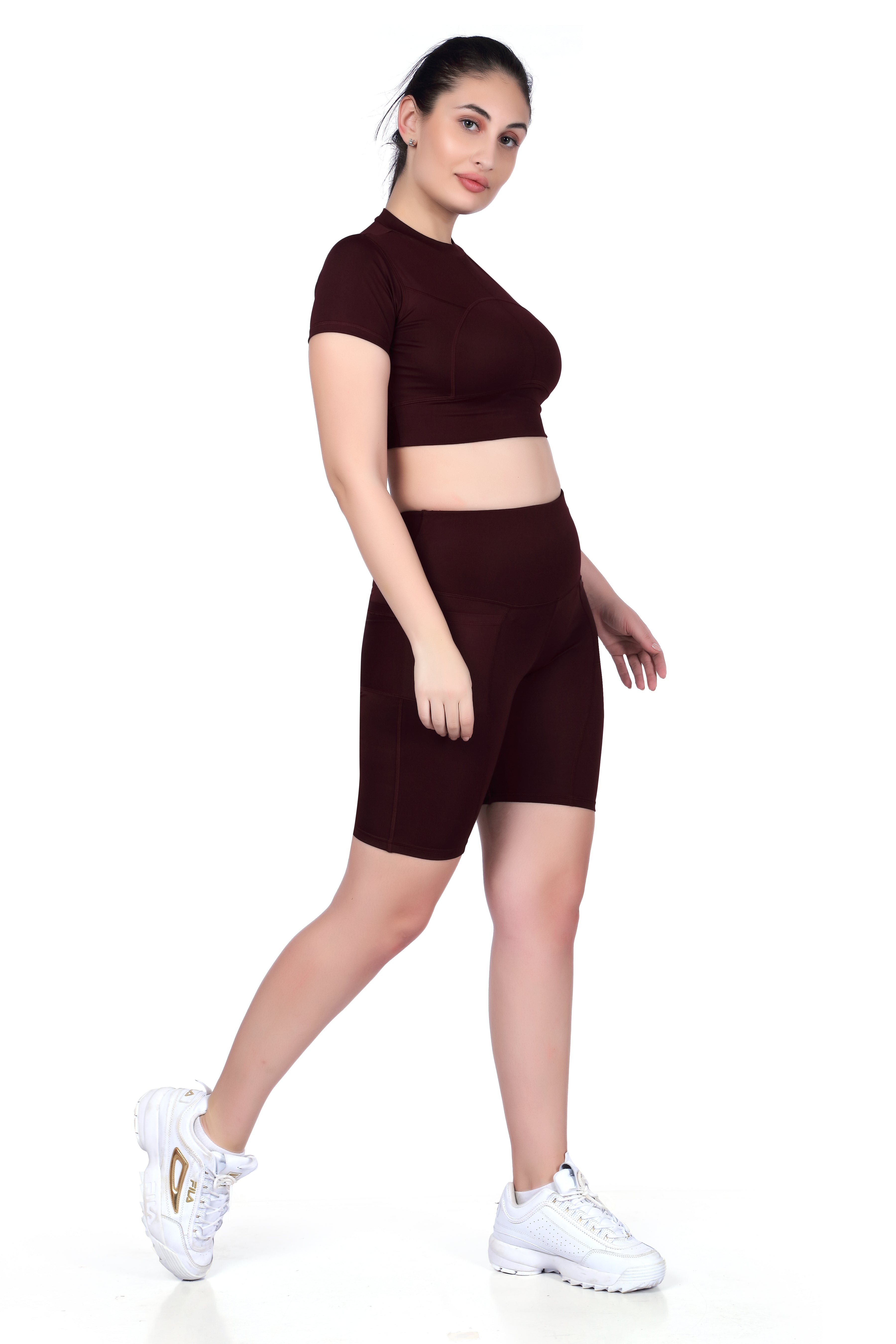 Stitch Mock Neck Crop Top – Sculpted Seam Fit