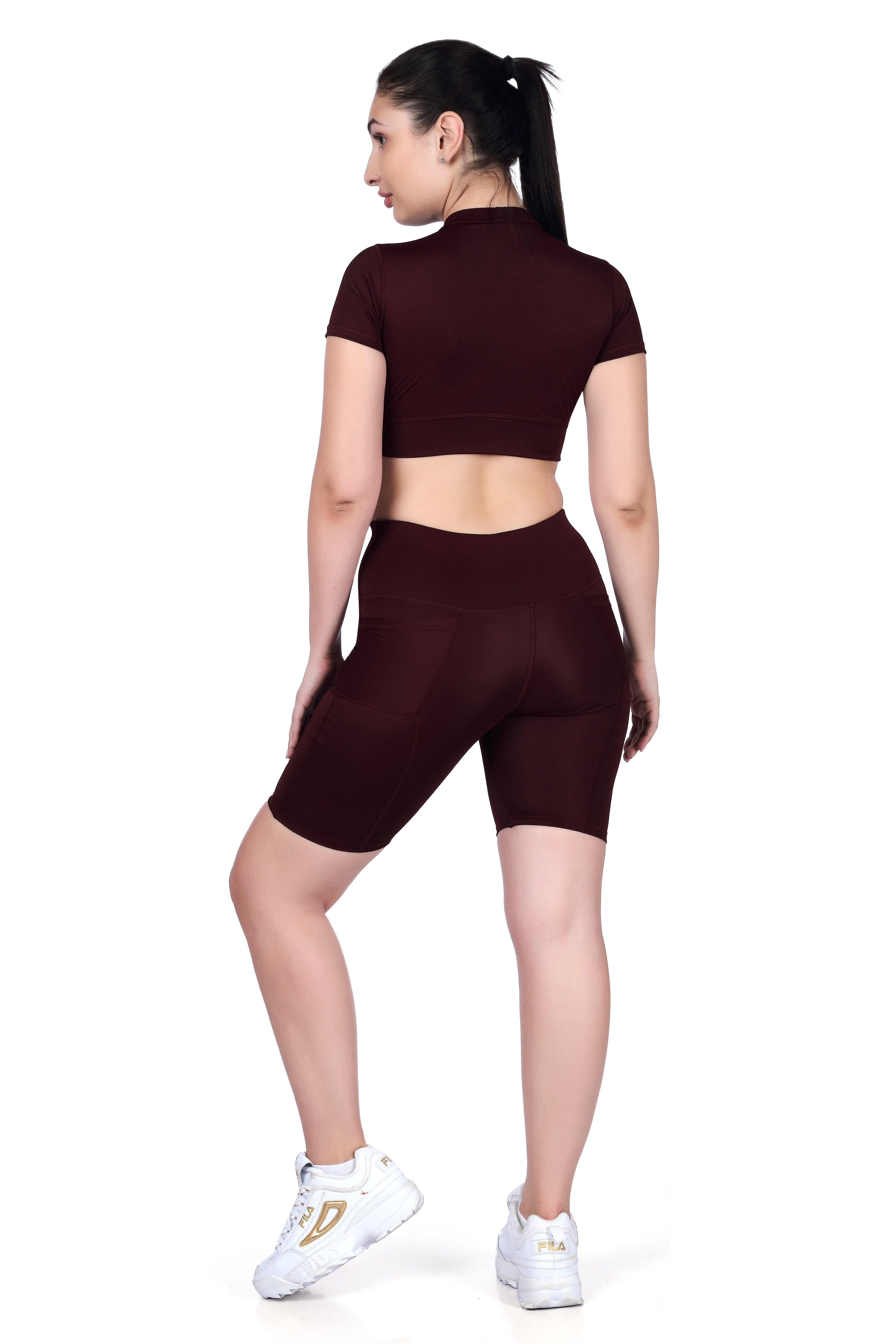 Stitch Mock Neck Crop Top – Sculpted Seam Fit