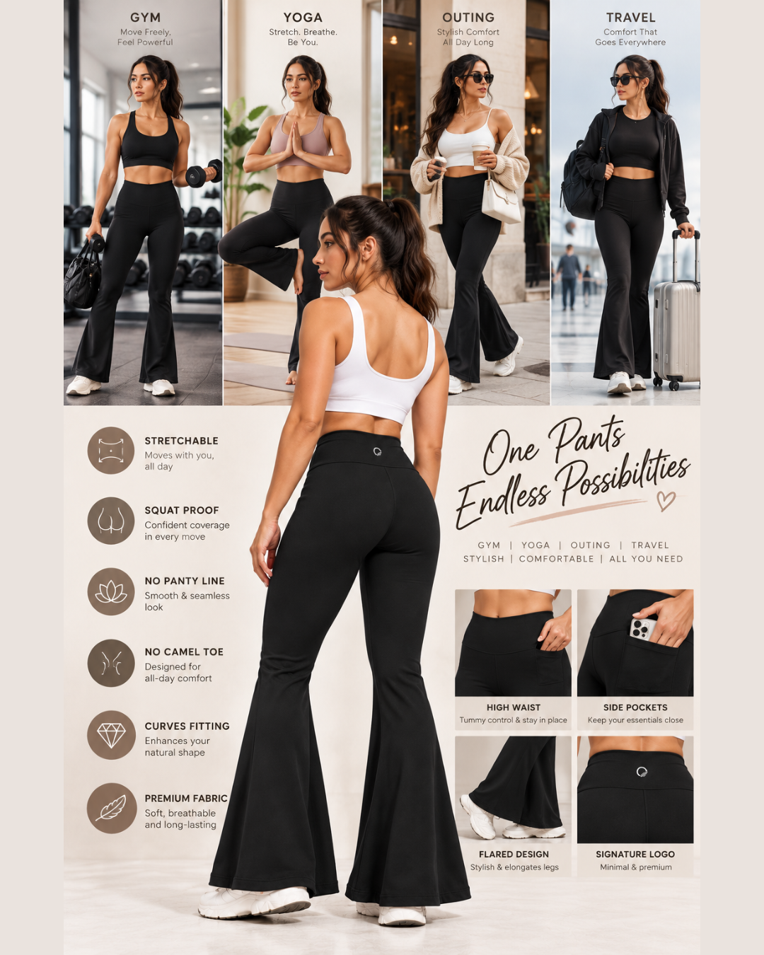 High Waist Bootcut Flared Pants
